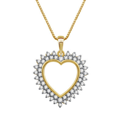 Womens / CT. T.W. Natural White Diamond 10K Gold Heart Pendant Necklaces