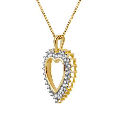 Womens / CT. T.W. Natural White Diamond 10K Gold Heart Pendant Necklaces