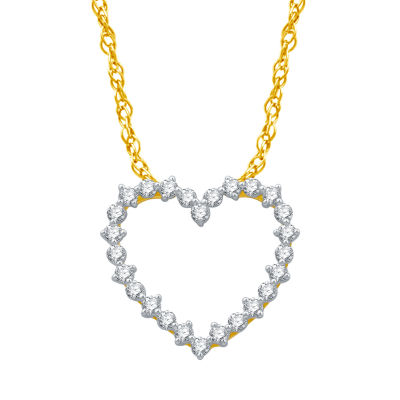 Womens CT. T.W. Natural White Diamond 10K Gold Heart 18 Inch Pendant Necklace