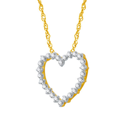 Womens CT. T.W. Natural White Diamond 10K Gold Heart 18 Inch Pendant Necklace