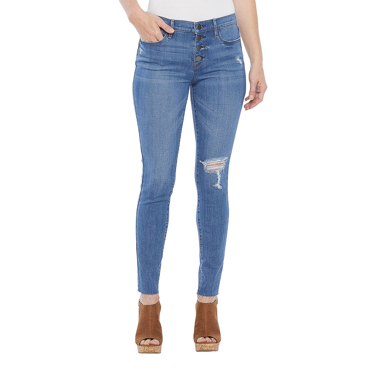 a.n.a Womens High Rise Ripped Skinny Fit Jean, Color: Medium River ...