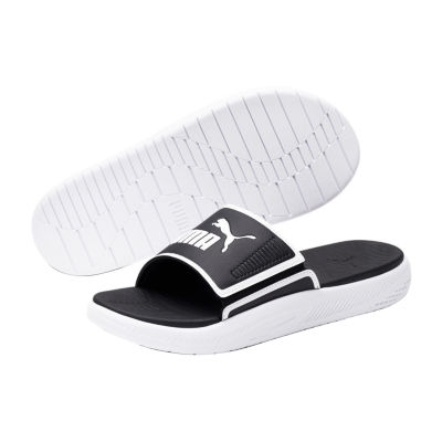 PUMA Mens Softride Slide Sandals, Color: Black White - JCPenney
