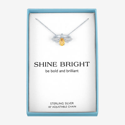 Firefly "Shine Bright" Womens Lab Created Yellow Citrine Sterling Silver Pendant Necklace