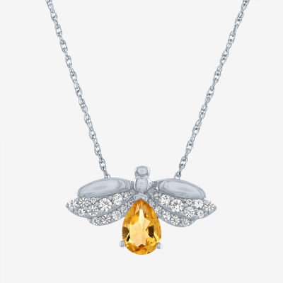 Firefly "Shine Bright" Womens Lab Created Yellow Citrine Sterling Silver Pendant Necklace