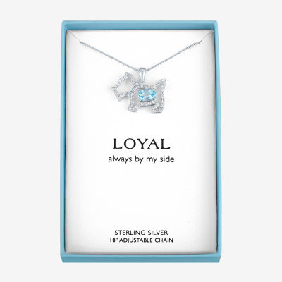 Scottie Dog Womens Lab Created Blue Topaz Sterling Silver 18 Inch Pendant Necklace