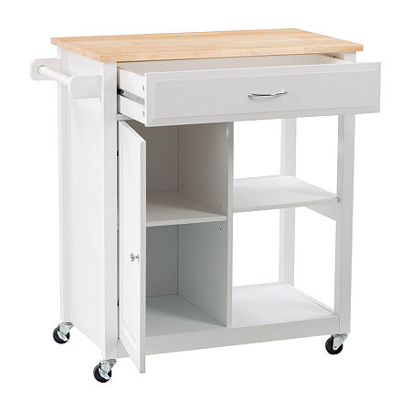 Kitchen Collection Wood-Top Kitchen Cart, One Size, White