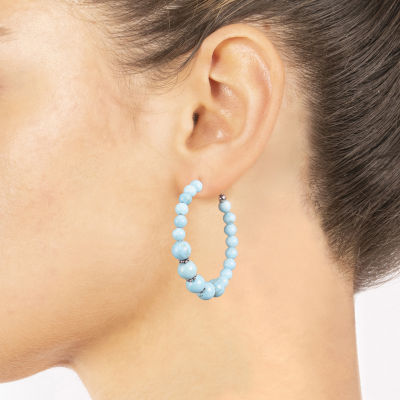 Sparkle Allure Womens Blue Howlite Pure Silver Over Brass Drop Earrings