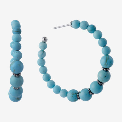 Sparkle Allure Womens Blue Howlite Pure Silver Over Brass Drop Earrings