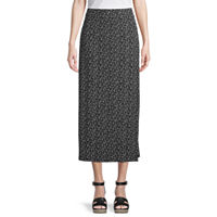 Liz Claiborne Womens Long A-Line Skirt-Tall, Small Tall, Black