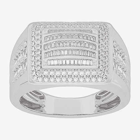 Mens 1 1/5 CT. T.W. Genuine White Diamond White or Yellow 10K Gold Square Fashion Ring, 10 1/2, White