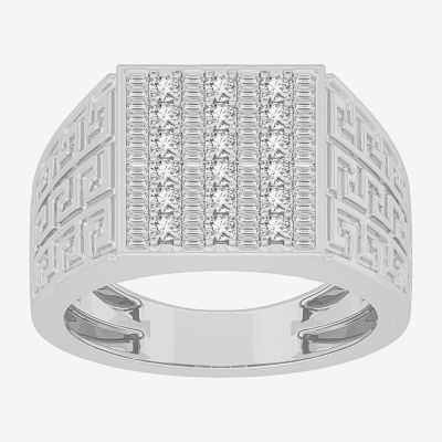 Mens 1 CT. T.W. Genuine White Diamond or Yellow 10K Gold Square Fashion Ring