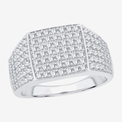 (G-H / SI1-SI2) Mens 1 1/2 CT. T.W. Lab Grown White Diamond or Yellow 10K Gold Square Fashion Ring