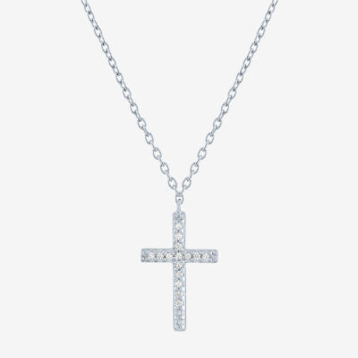 Yes, Please! Womens Diamond Accent Natural White Diamond Cross 2-pc. Necklace Set