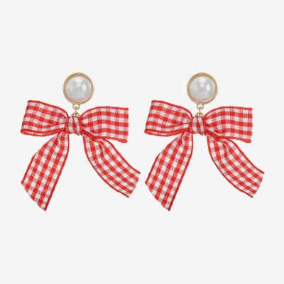 Bijoux Bar Gold Tone Simulated Pearl Bow Drop Earrings