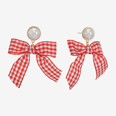 Bijoux Bar Gold Tone Simulated Pearl Bow Drop Earrings