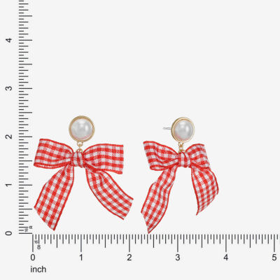 Bijoux Bar Gold Tone Simulated Pearl Bow Drop Earrings