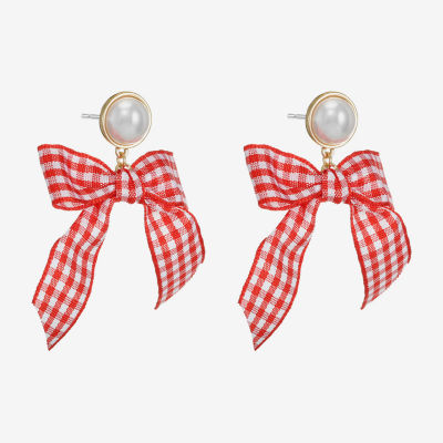 Bijoux Bar Gold Tone Simulated Pearl Bow Drop Earrings