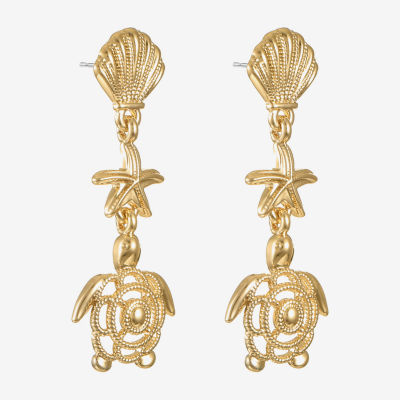 Monet Jewelry Gold Tone Turtle Starfish Drop Earrings