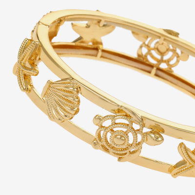 Monet Jewelry Gold Tone Turtle Starfish Shell Womens Gold Tone Bangle Bracelet