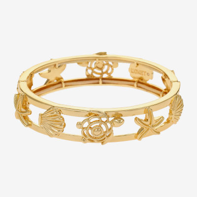 Monet Jewelry Gold Tone Turtle Starfish Shell Womens Gold Tone Bangle Bracelet