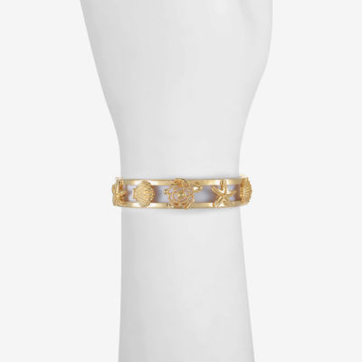 Monet Jewelry Gold Tone Turtle Starfish Shell Womens Gold Tone Bangle Bracelet