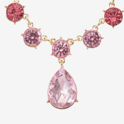 Monet Jewelry Ombre Womens Pink Glass Zinc Round Pendant Necklaces