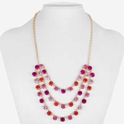 Monet Jewelry Ombre Pink Glass Gold Tone Strand Necklace