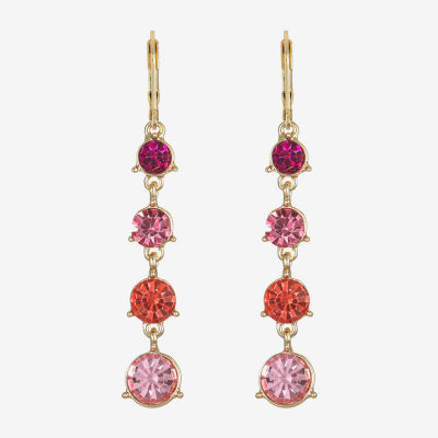 Monet Jewelry Ombre Pink Glass Round Drop Earrings