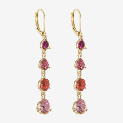 Monet Jewelry Ombre Pink Glass Round Drop Earrings