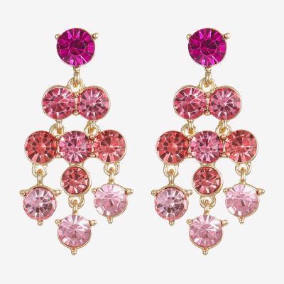 Monet Jewelry Ombre Pink Glass Round Chandelier Earrings