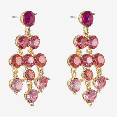 Monet Jewelry Ombre Pink Glass Round Chandelier Earrings