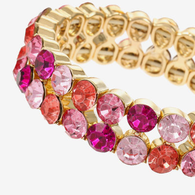 Monet Jewelry Ombre Pink Glass Round Stretch Bracelet