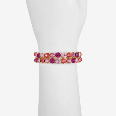 Monet Jewelry Ombre Pink Glass Round Stretch Bracelet