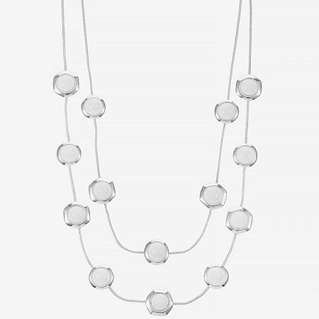 Liz Claiborne Hexagon Womens 17 Inch Collar Necklace, One Size, White