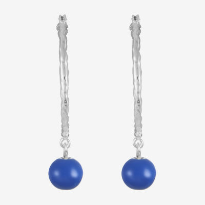 Liz Claiborne Bead Drop 49mm Round Hoop Earrings
