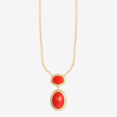 Monet Jewelry Gold Tone Womens Oval 17 Inch Pendant Necklaces
