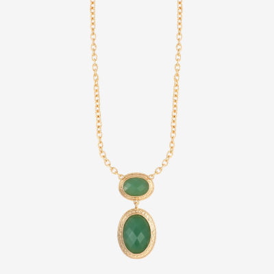 Monet Jewelry Gold Tone Womens Orange Oval 17 Inch Pendant Necklaces