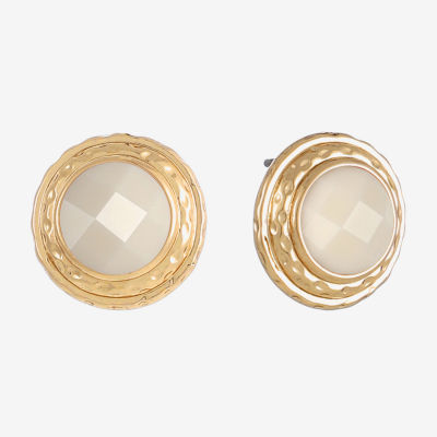 Monet Jewelry Gold Tone White 13.6mm Oval Stud Earrings