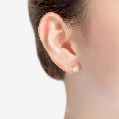 Monet Jewelry Gold Tone White 13.6mm Oval Stud Earrings