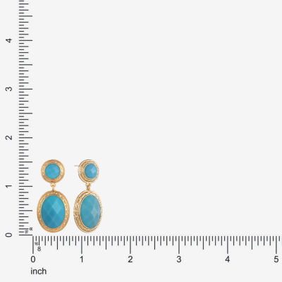Monet Jewelry Gold Tone Double Blue Oval Drop Earrings