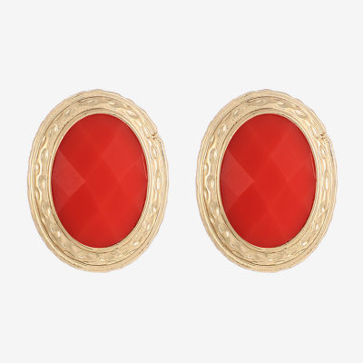 Monet Jewelry Gold Tone Womens Oval Clip On Earrings
