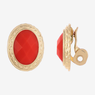 Monet Jewelry Gold Tone Womens Oval Clip On Earrings