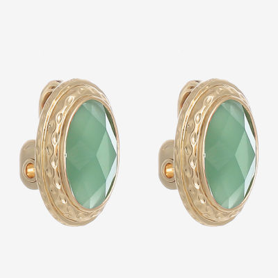 Monet Jewelry Gold Tone Orange Oval Clip On Earrings
