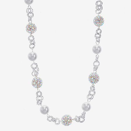 Monet Jewelry Womens 17 Inch Collar Necklace In White