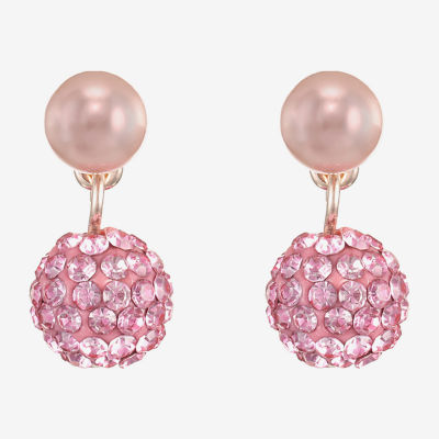 Monet Jewelry Womens Glass Simulated Pearl Round Hypoallergenic Drop Earrings