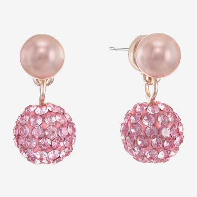 Monet Jewelry Womens Glass Simulated Pearl Round Hypoallergenic Drop Earrings
