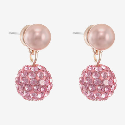 Monet Jewelry Womens Glass Simulated Pearl Round Hypoallergenic Drop Earrings