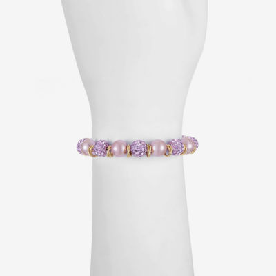 Monet Jewelry Glass Simulated Pearl Round Stretch Bracelet