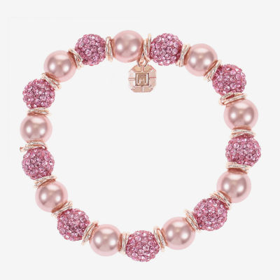 Monet Jewelry Womens Glass Simulated Pearl Round Stretch Bracelet