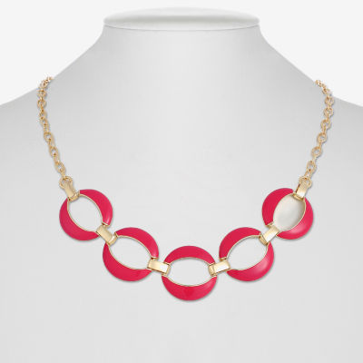 Liz Claiborne Open Link Womens Silver Tone 17 Inch Collar Necklace